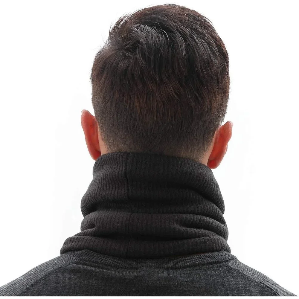 Men's Black 2 Pairs Winter Ski Neck Gaiter Face Scarf Fleece Windproof Scarves